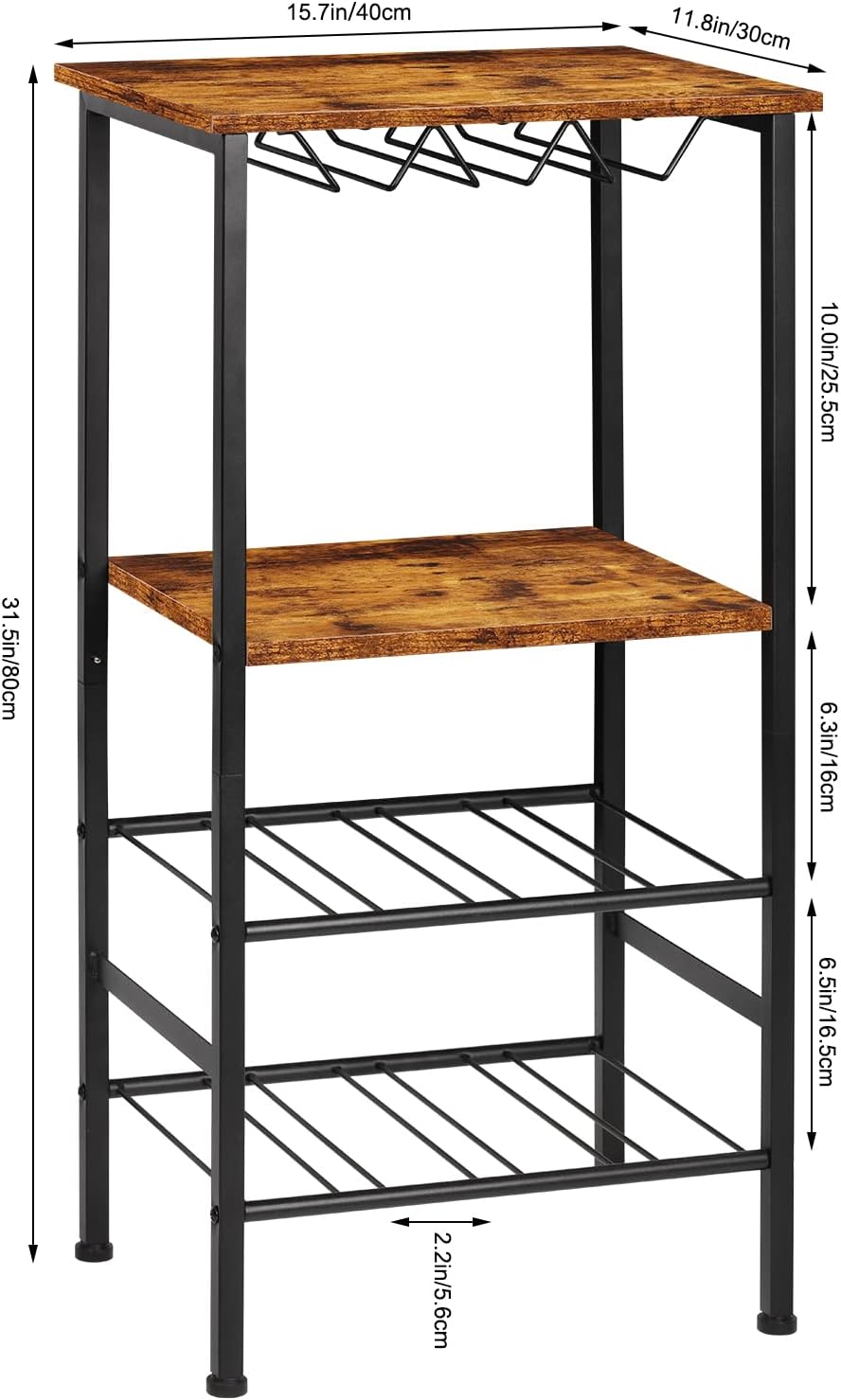CADUKE Freistehendes Weinregal mit Weinglashalter, Barschrank mit Tischplatte, Flaschenregal für 8 F