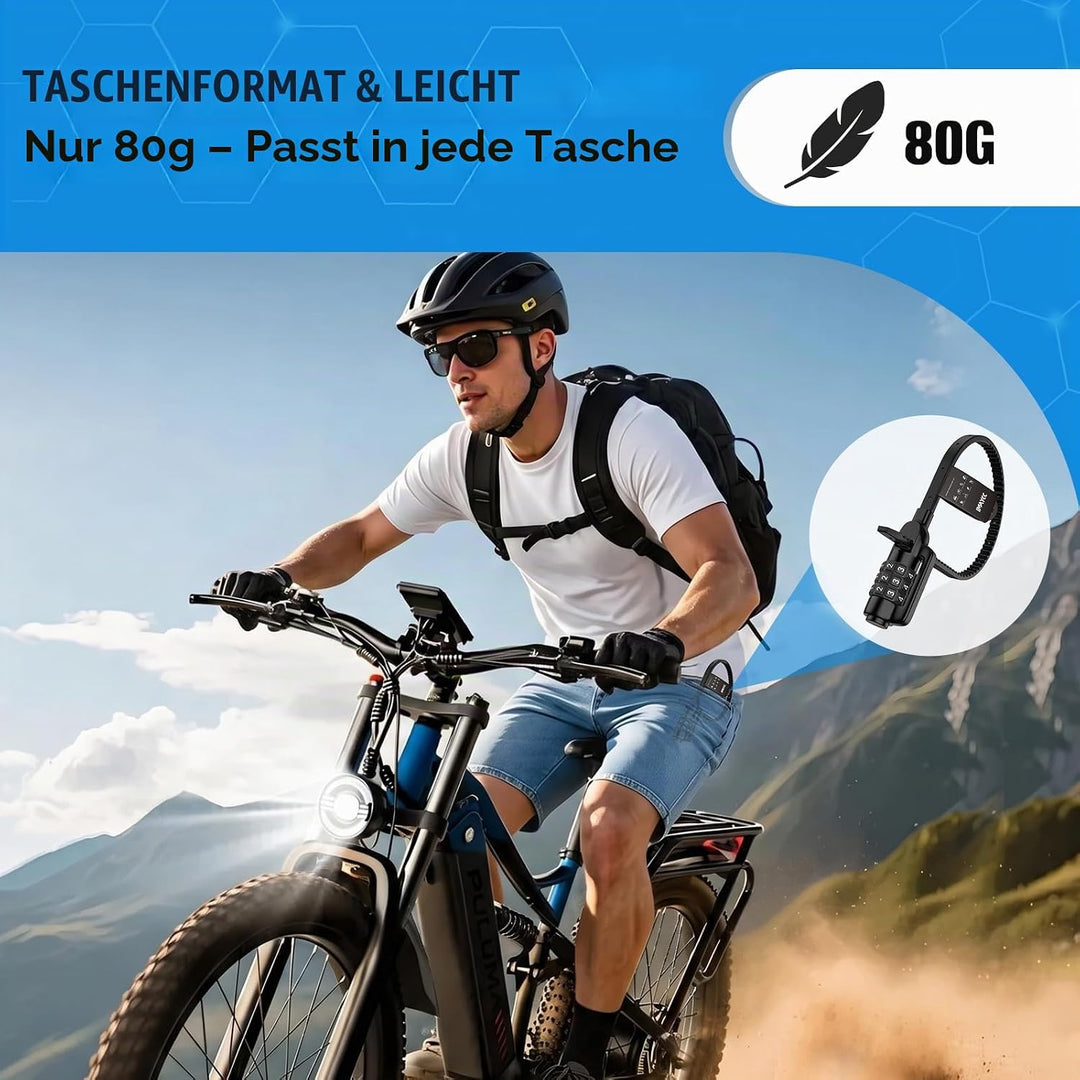 IMAYCC Kabelbinder Schloss mit Zahlencode – Leichtes Fahrradschloss &amp; Zahlenschloss für Helm, Scoote