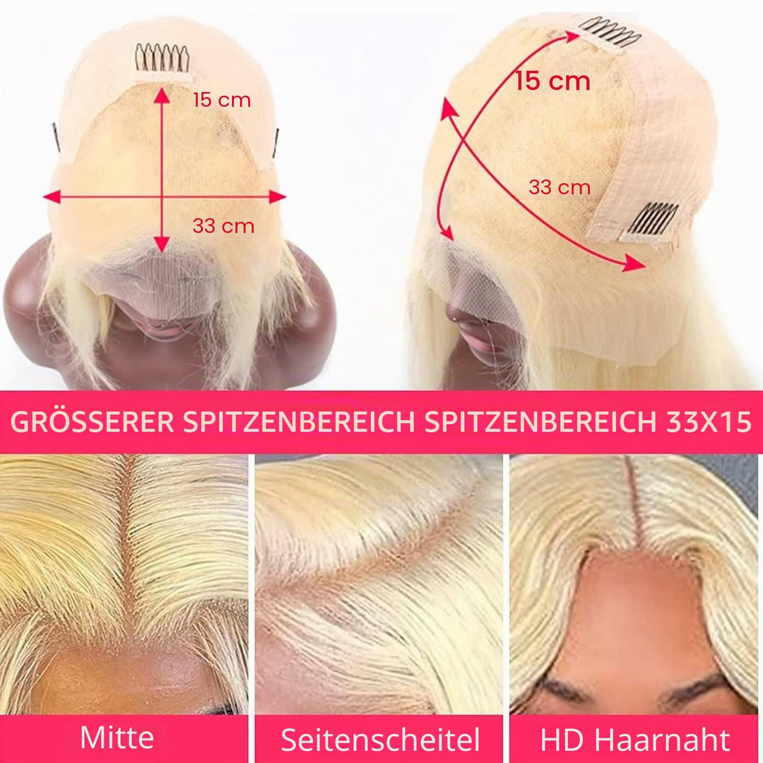 Echthaar Perücke Schwarz Frauen 613 Farbe 13x4 HD Body Wave Lace Front Wig 180% Density Blonde Trans
