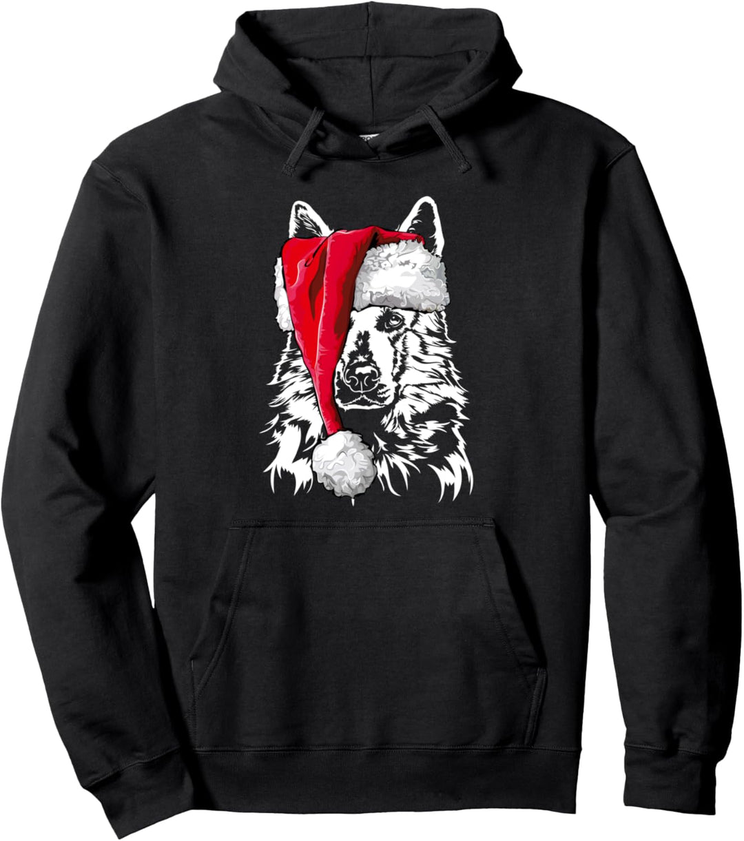 Weisser Schweizer Schäferhund Santa Weihnachten Hunde Pullover Hoodie