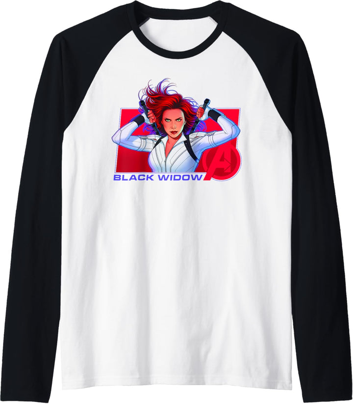 Marvel Black Widow Purple Hue Portrait Logo Raglan