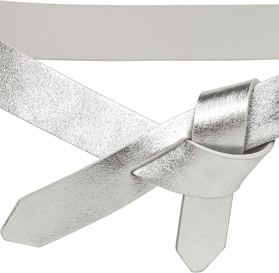Caspar GU327 Damen Leder Taillengürtel 95 [für Körperumfang 91-95 cm] Silber, 95 [für Körperumfang 9