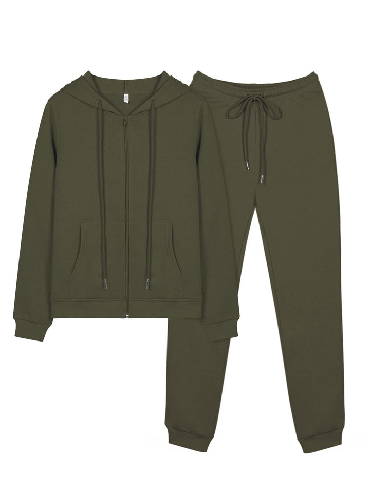 REORIA Damen Trainingsanzüge Warm Baumwolle Hausanzug Dicker Jogginganzug Set Langarmes Activewear W