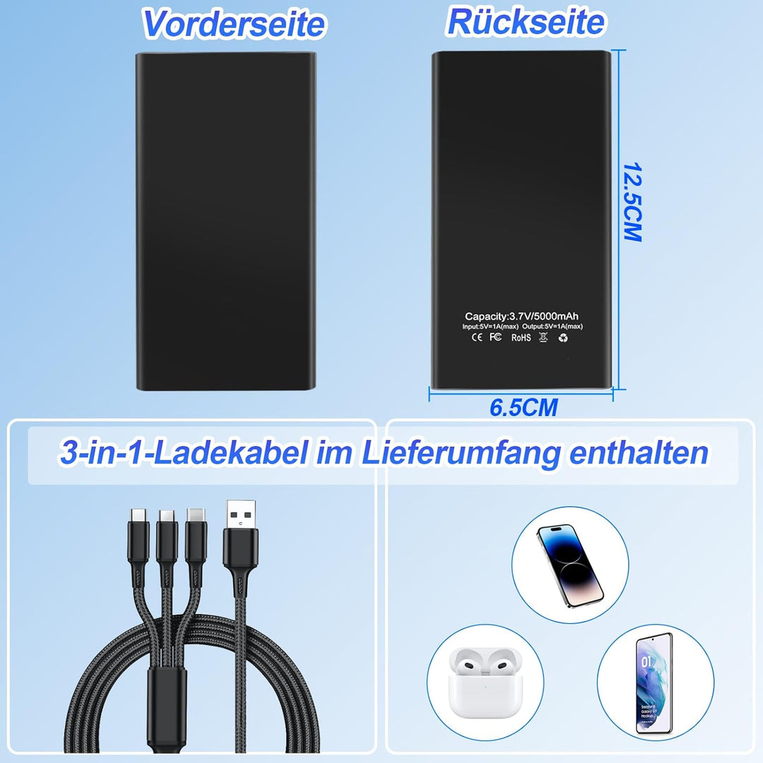 SecuraLen Mini HD Kamera, Dual-Funktion 1080P HD Powerbank Kamera, 17h Aufnahme mit 5000 mAh Akku &