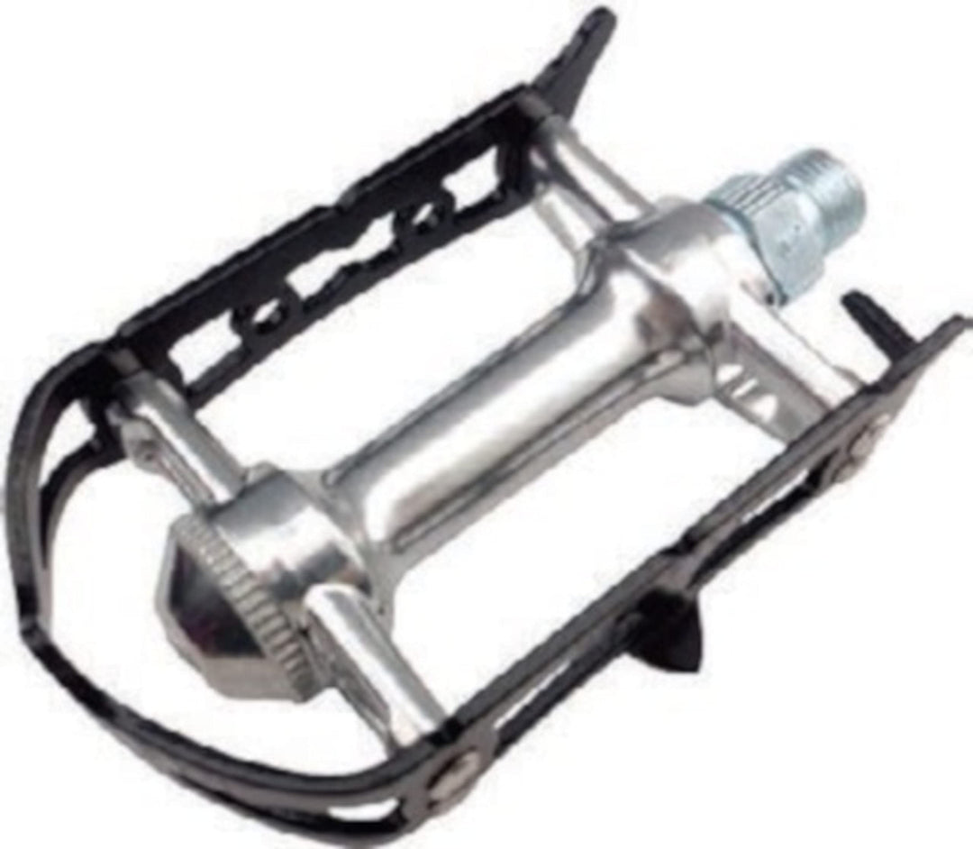MKS Sylvan Road Alu Fahrrad-Pedale (Classic Retro-Style) // Trekking/Rennrad silber/schwarz, silber/