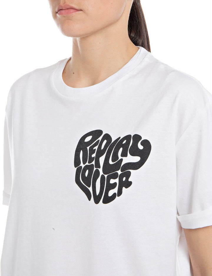 Replay Damen T-Shirt Kurzarm Replay Lover S Optical White 001, S Optical White 001