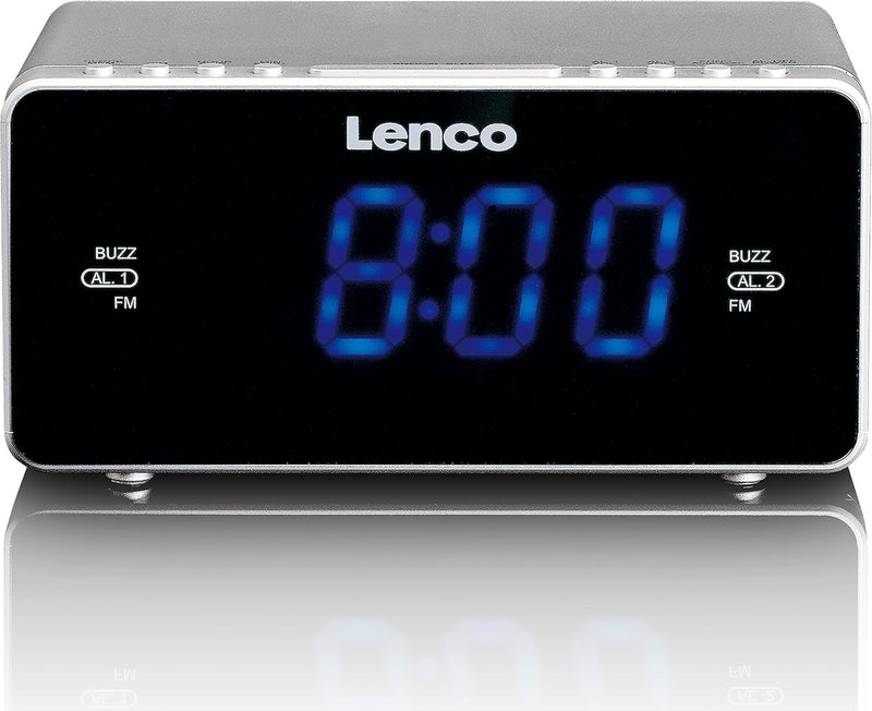 Lenco CR-520 Stereo Uhrenradio mit 2 Weckzeiten, 1,2 Zoll LED Display, dimmbar, Sleep-Timer, Schlumm