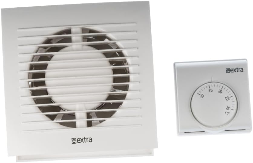 Ø 100mm Wärmeverteiler Lüfter Ventilator Ab- Zuluft Thermostat Wärmelüfter Warmluft Wand, Ø 100mm
