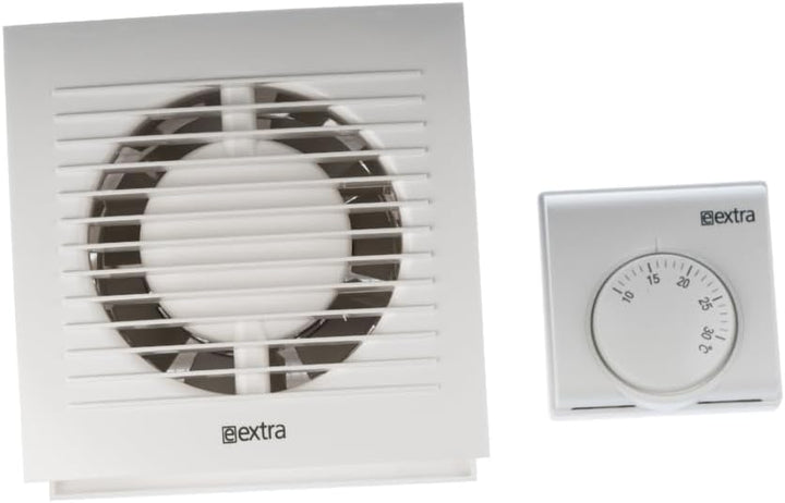 Ø 100mm Wärmeverteiler Lüfter Ventilator Ab- Zuluft Thermostat Wärmelüfter Warmluft Wand, Ø 100mm