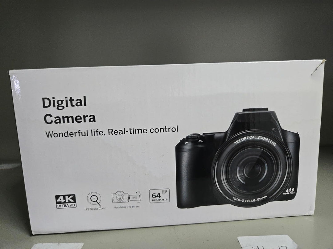 72MP 4K Digitalkamera mit 12X Optischem Zoom, WLAN, Autofokus & 3-Zoll-Flip-Bildschirm, Digitalkamer