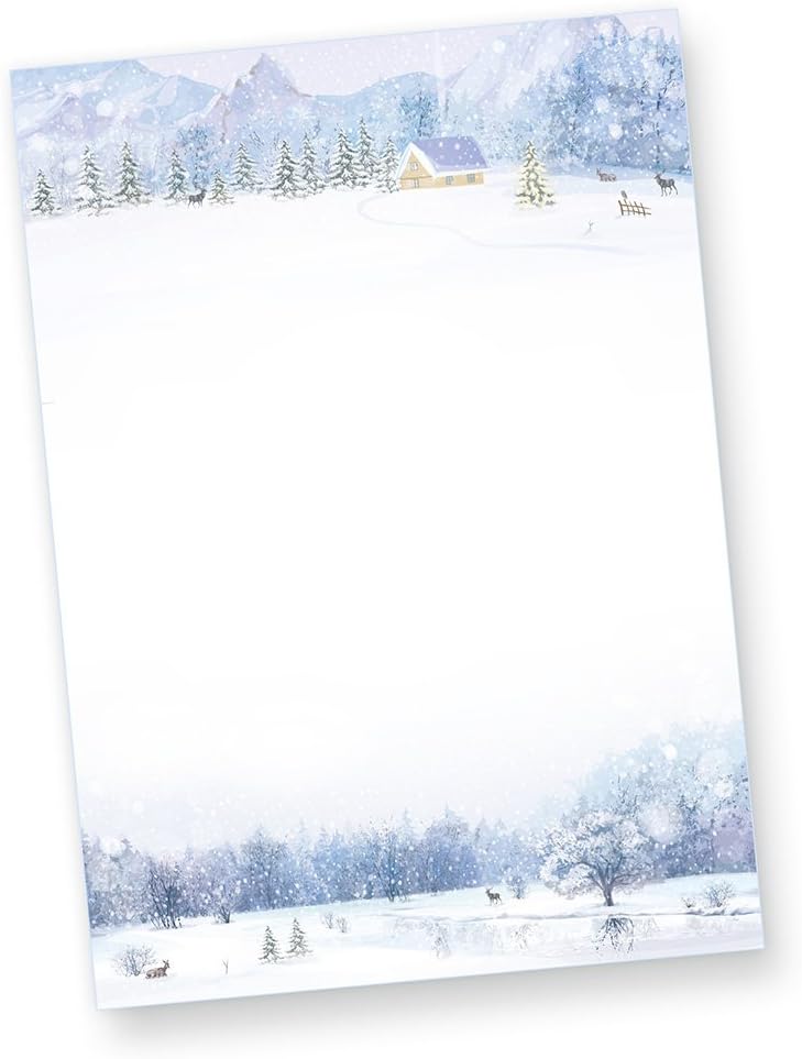 Briefpapier Weisse Weihnachten 500 Sets ohne Fenster Weihnachtsbriefpapier mit Umschläge weihnachtli