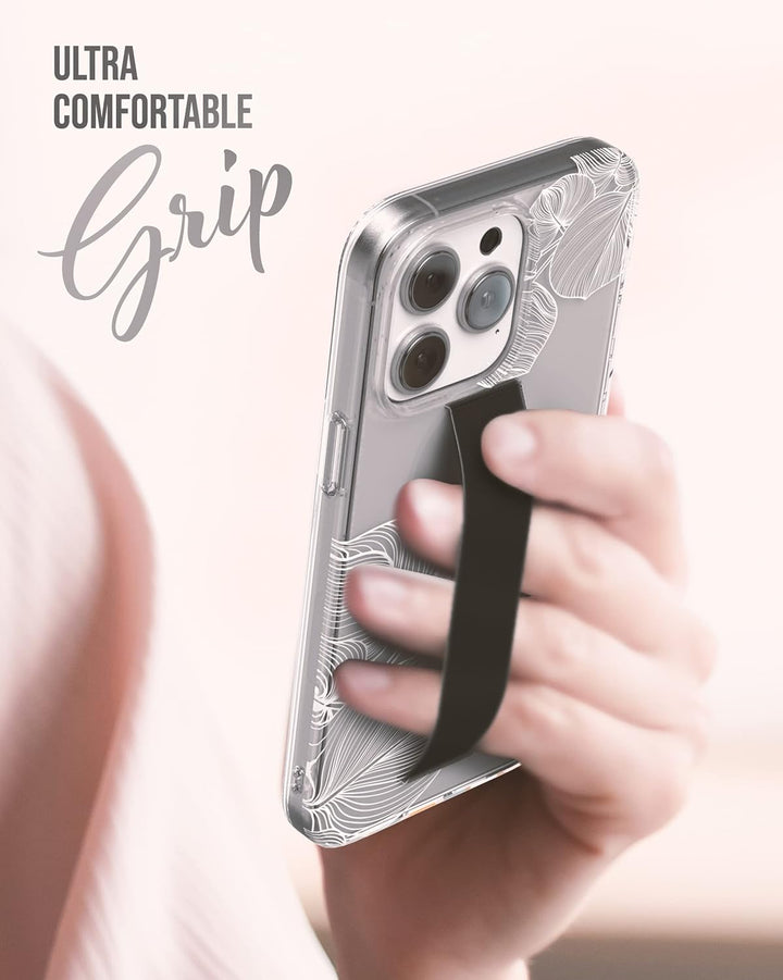 Encased Schutzhülle für iPhone 14 Pro Max, Handschlaufe, mit Fingerschlaufe, Displayschutzfolie (wei