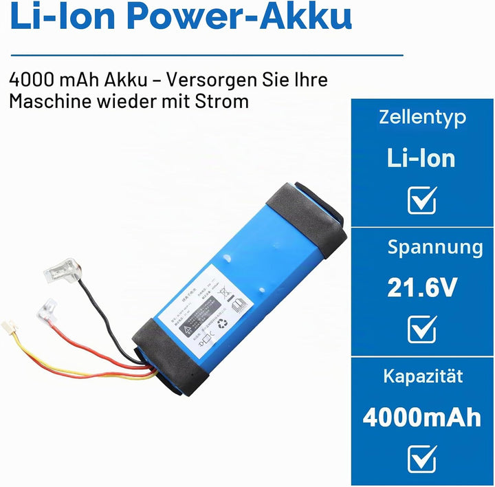 21.6V 4000mAh Ersatzakku Kompatibel mit Tineco Floor ONE S3/ iFloor 3, Ersatzakku für Tineco Floor O