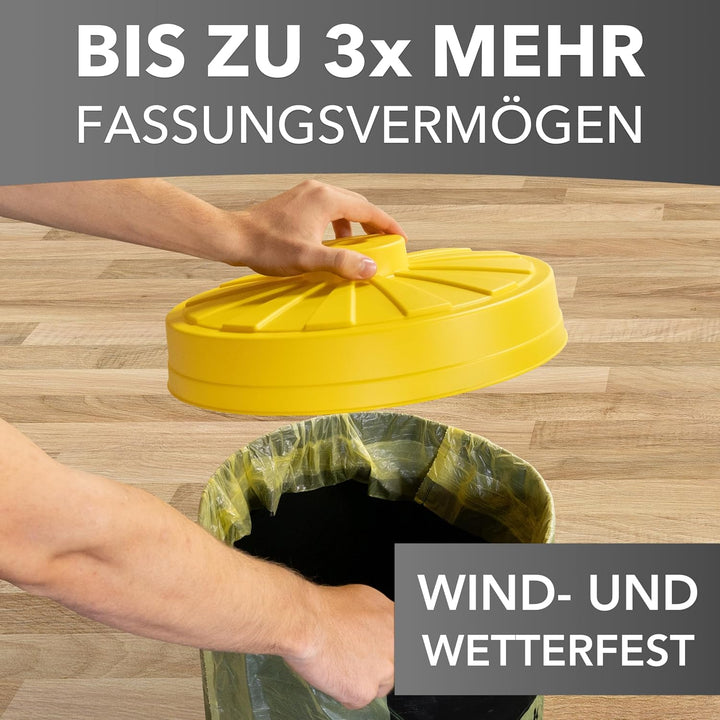 Sacktonne schwarz mit gelbem Deckel- für Gelber Sack Ständer Müllsackständer, Müllständer, Wertstoff