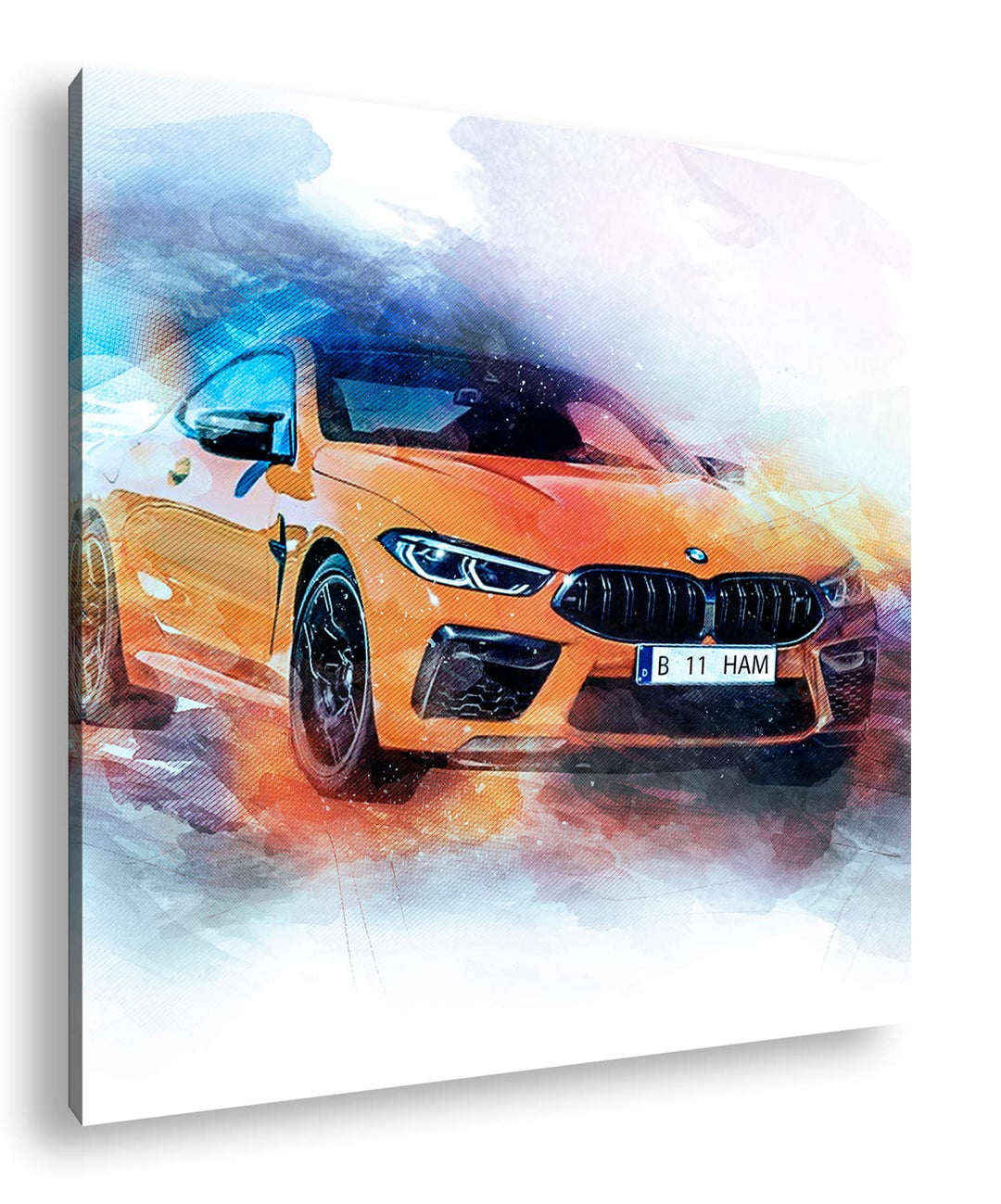 küstlericher Sportwagen Format: 70x70 als Leinwandbild, Motiv fertig gerahmt auf Echtholzrahmen, Hoc