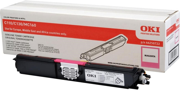 OKI 44250722 C110, C130 Tonerkartusche magenta 2.500 Seiten, Magenta