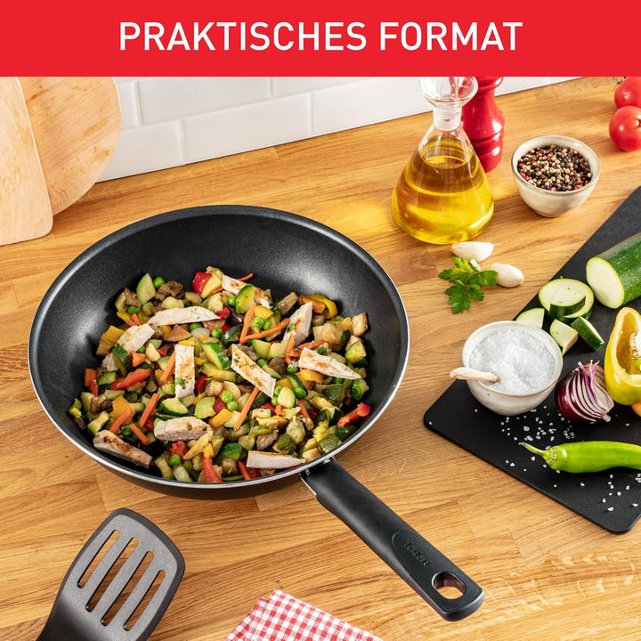 Tefal 28 cm grosse Wokpfanne, 6 bis 8 Personen, keine Induktion, Antihaftbeschichtung, widerstandsfä