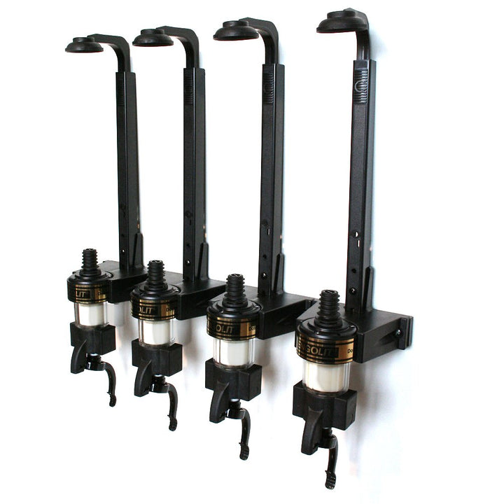 ENGOLIT 3 cl Dosierer (Hygienischer Finger Push) & Flaschenhalter 4er-Set inkl. Metall-Montageschien