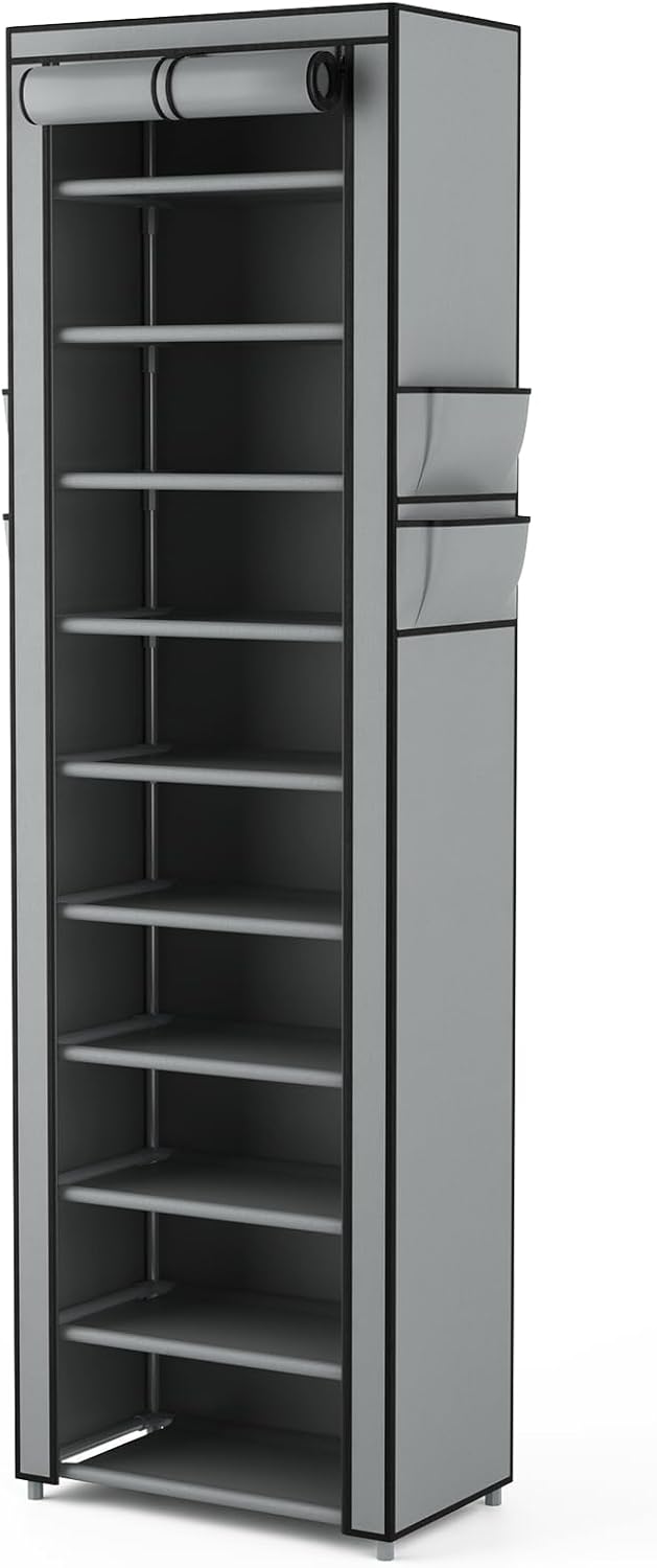 Schuhregal mit 11 Ebenen, Schuhschrank Schmal und Hoch für 20-22 Paar Schuhe, Schuhregale aus Stoff