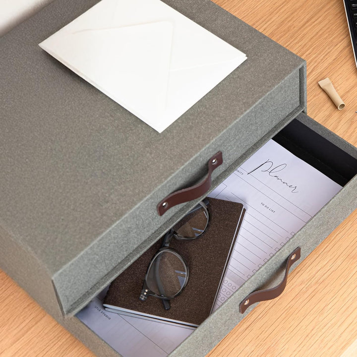 BIGSO BIRGER Schubladenbox – Aufbewahrungsbox mit 2 Schubladen – Schreibtisch Ablage für Dokumente &