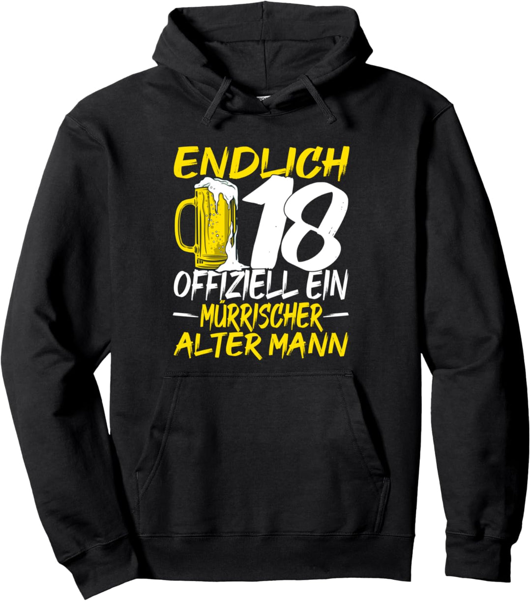 Endlich 18 Offiziell Ein Mürrischer Mann 18Geburtstag Pullover Hoodie