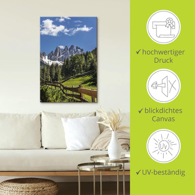 ARTland Leinwandbilder Wandbild Bild auf Leinwand 40x60 cm Landschaftsbilder Südtirol Berge Alpen Wa