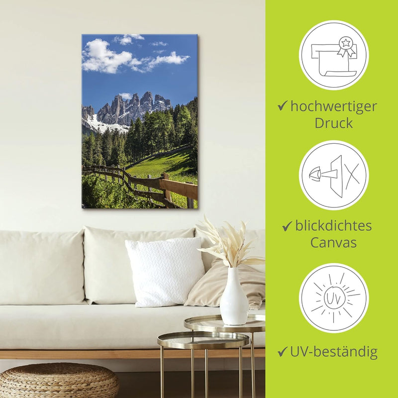 ARTland Leinwandbilder Wandbild Bild auf Leinwand 40x60 cm Landschaftsbilder Südtirol Berge Alpen Wa