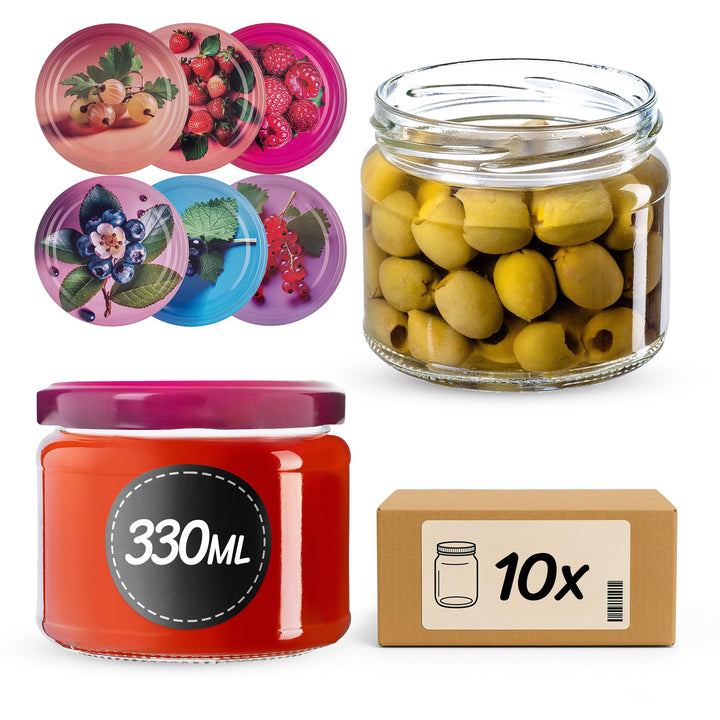 KADAX 10er Set Marmeladengläser 330ml TO82, Einmachgläser Vorratsgläser Mason Jar mit Schraubdeckel,