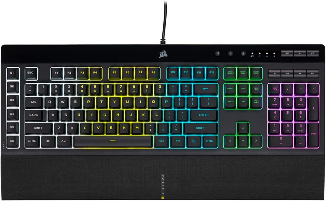 Corsair K55 RGB PRO Kabelgebundene Membran-Gaming-Tastatur (Dynamische RGB-Hintergrundbeleuchtung) Q