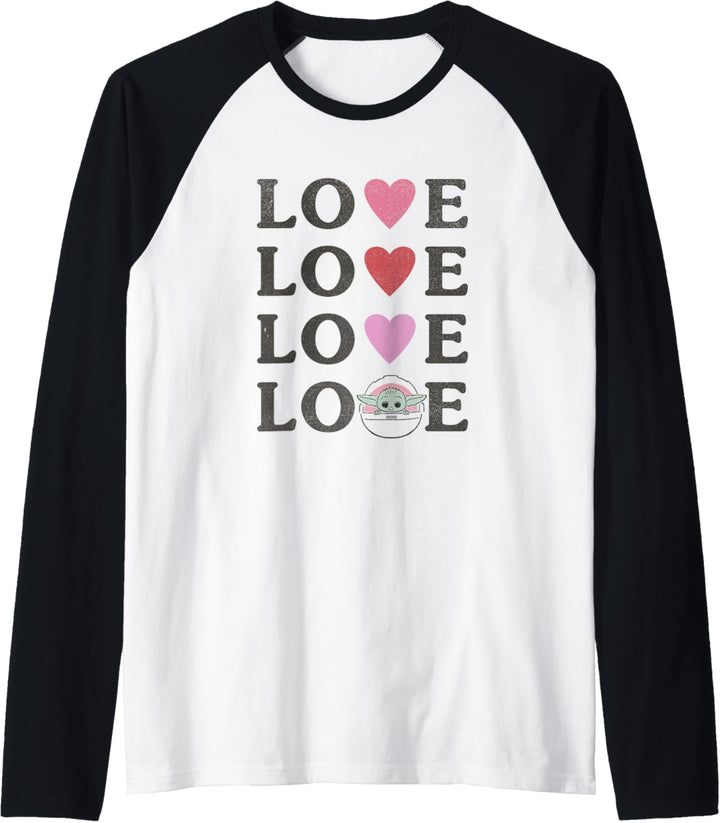 Star Wars The Mandalorian The Child Love Text Stack Raglan