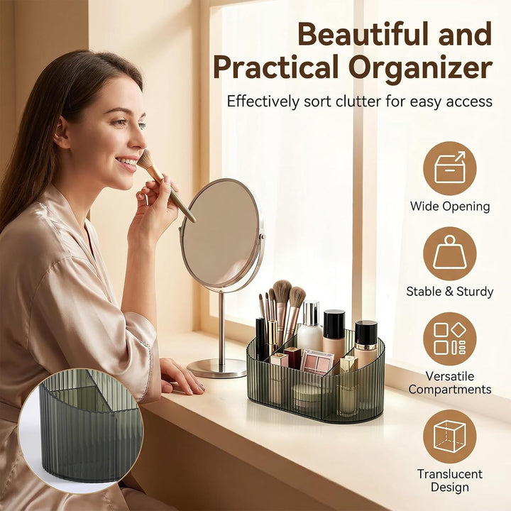 Acryl Kosmetik Organizer mit 5 Fächern, Grosse Kapazität Schminktisch Aufbewahrung, Praktischer Pins