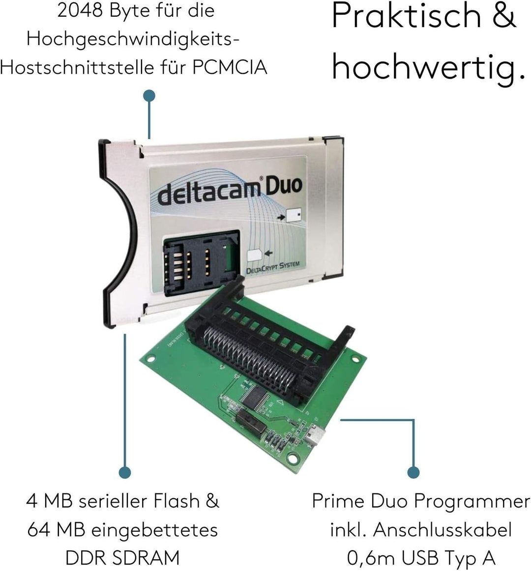 Deltacam Duo Twin CI Modul + Unicam Duo Programmer I Common Interface mit DeltaCrypt-Verschlüsselung