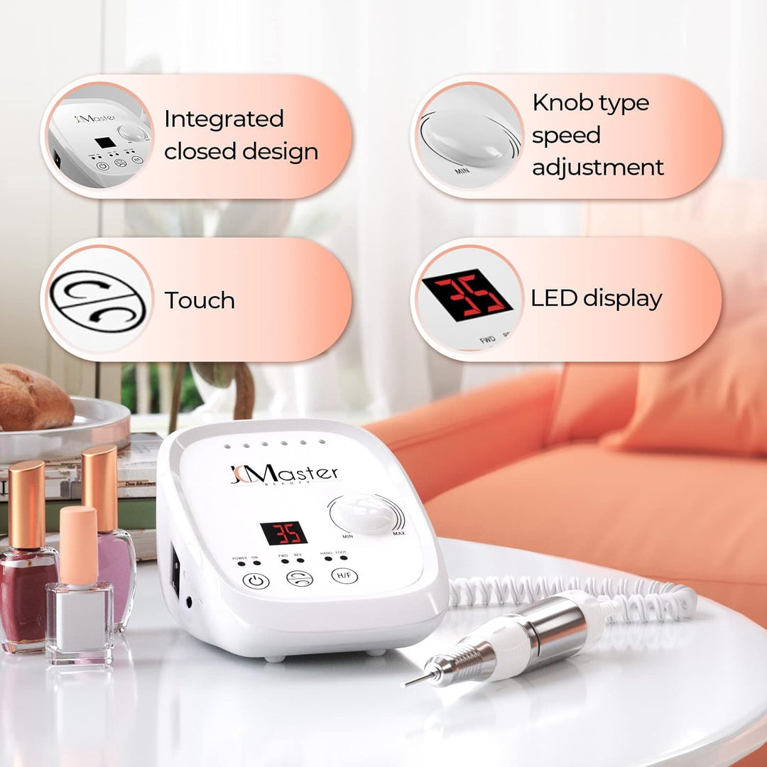 Nagelfräser JCMaster Profi, Fräser Nägel max. 35.000 U/Min, Elektrische Nagelfeile mit Fusspedal für