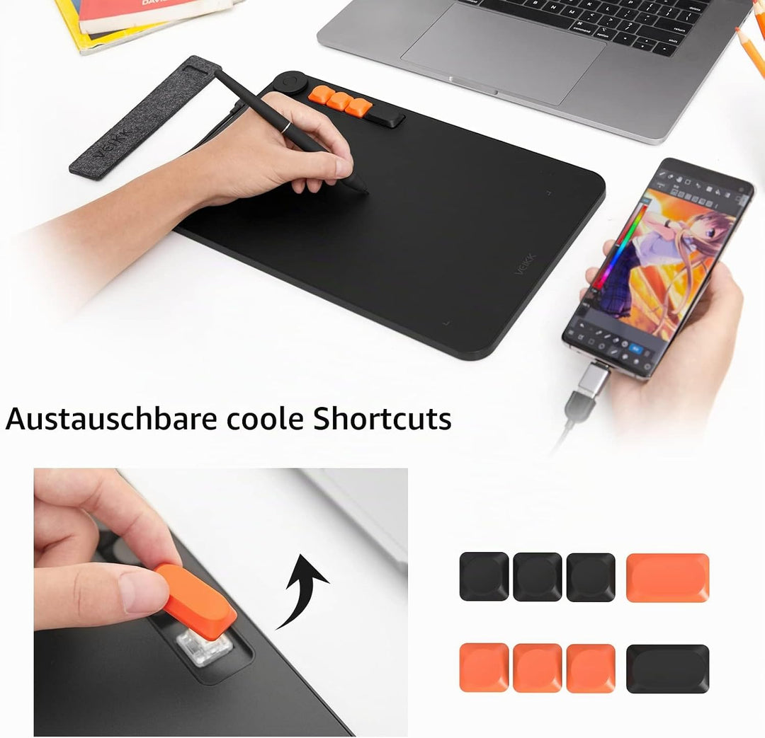 VEIKK Voila L Drawing Tablet, 10 x 6 Inch Graphics Tablet, 8192 Pressure Level, Battery-Free Pen, Pr