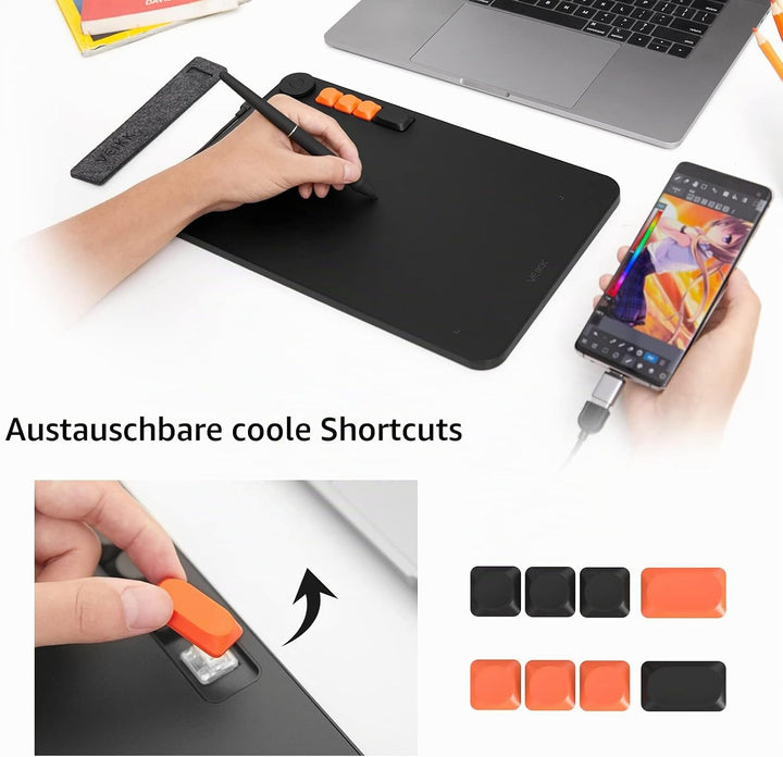 VEIKK Voila L Drawing Tablet, 10 x 6 Inch Graphics Tablet, 8192 Pressure Level, Battery-Free Pen, Pr
