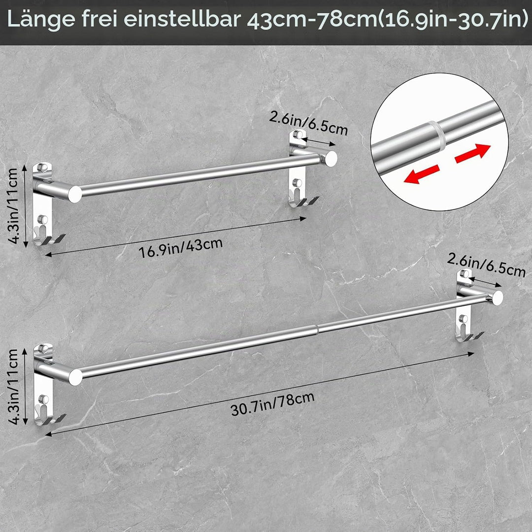 Handtuchhalter Ausziehbar 43-78CM Edelstahl Ohne Bohren Handtuchstange Wand Wandregal Geeignet für B
