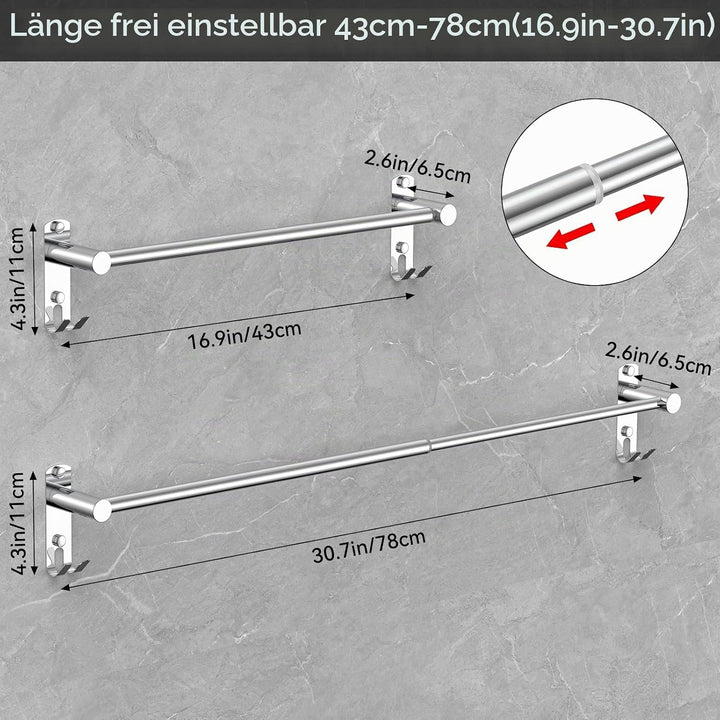Handtuchhalter Ausziehbar 43-78CM Edelstahl Ohne Bohren Handtuchstange Wand Wandregal Geeignet für B