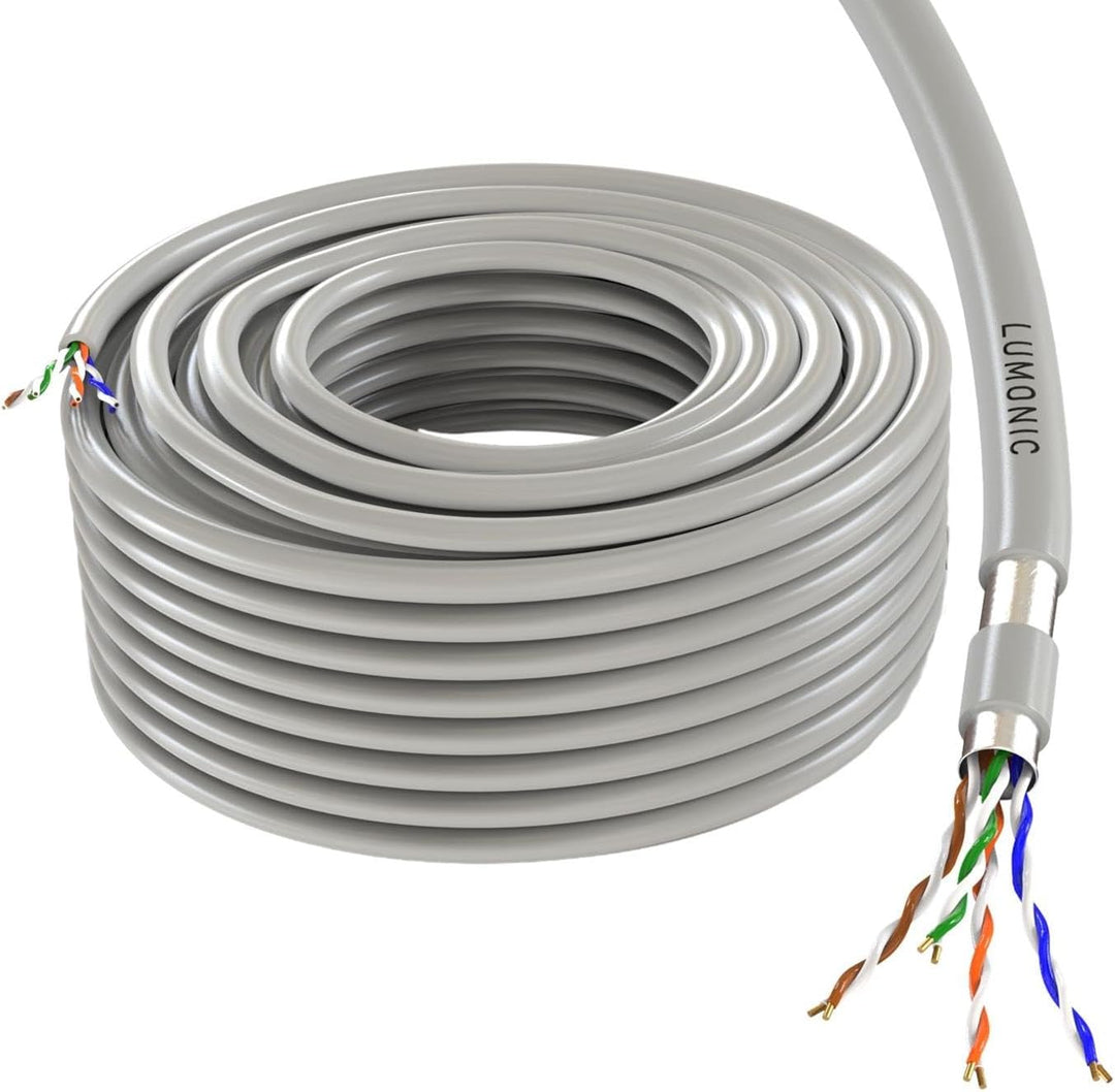 Lumonic LAN Netzwerkkabel 50m | LAN Kabel CAT5e F/UTP | Verlegekabel 4X 2X AWG26/1 (starr) | 100MHz