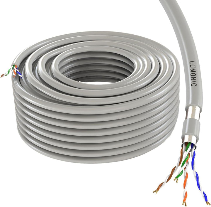Lumonic LAN Netzwerkkabel 50m | LAN Kabel CAT5e F/UTP | Verlegekabel 4X 2X AWG26/1 (starr) | 100MHz