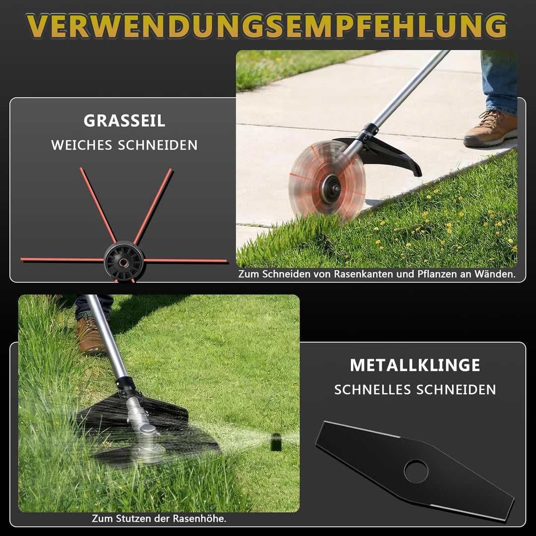 1380W Akku Rasentrimmer Kompatibel mit Makita Akkus 18V | 7-in-1 Akku Freischneider mit Unkrautbürst