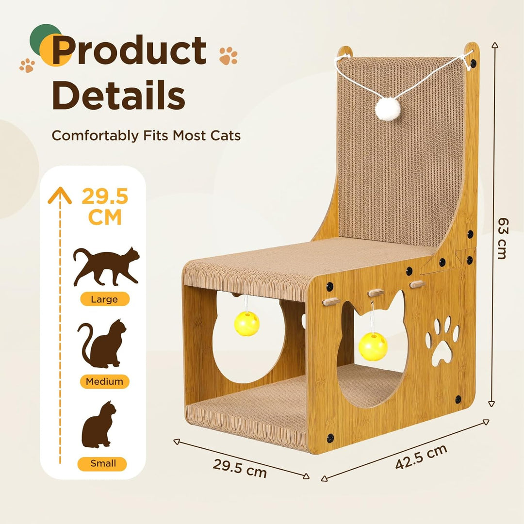 Gimars Katzen Kratzbrett, L förmige Kratzbrett für Katzen, Kratzpappe für Katzen mit Spielbällen und