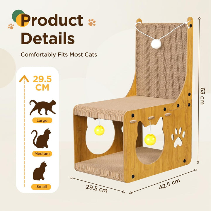 Gimars Katzen Kratzbrett, L förmige Kratzbrett für Katzen, Kratzpappe für Katzen mit Spielbällen und