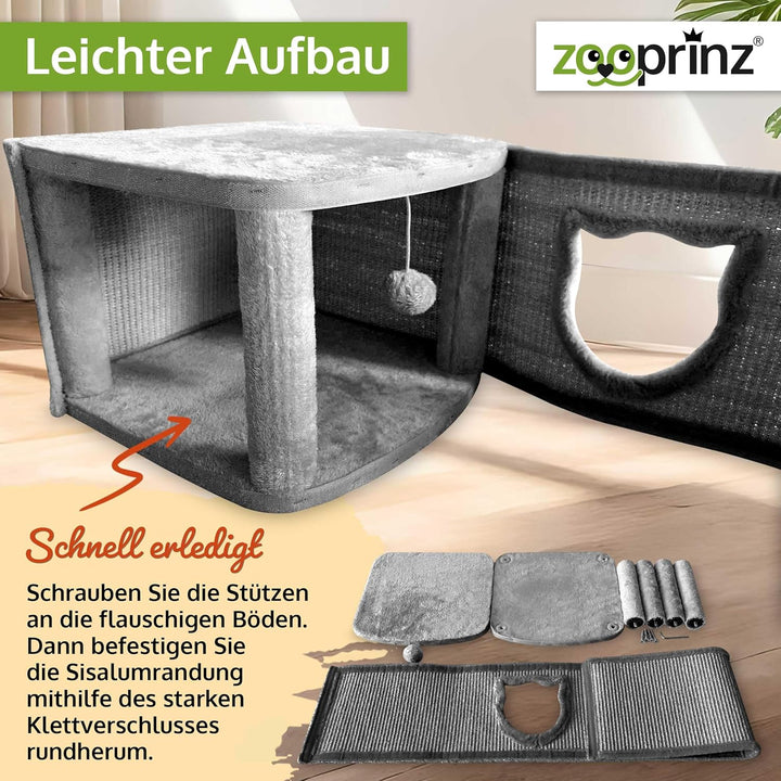 zooprinz Premium Katzenhaus – Katzenkorb für Katze – mit dicken Sisal Wänden an der Katzenbox – Höhl