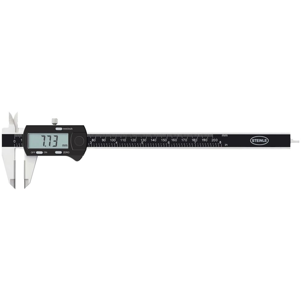 STEINLE 1321 Digital Messschieber 200 mm mit Feststellschraube, Ablesung: 0,01 mm Hartmetall-Messflä