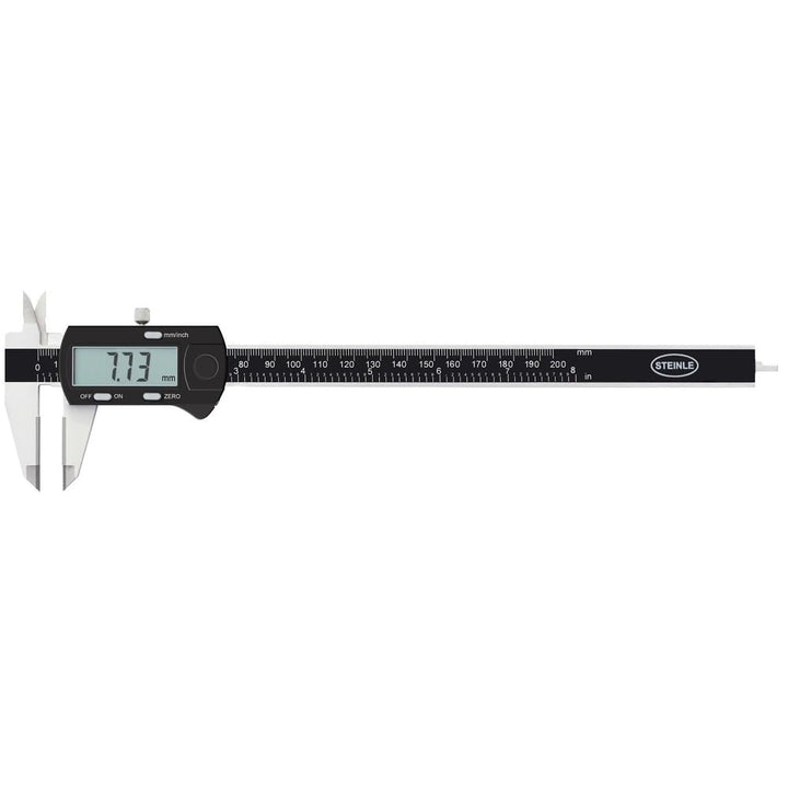 STEINLE 1321 Digital Messschieber 200 mm mit Feststellschraube, Ablesung: 0,01 mm Hartmetall-Messflä