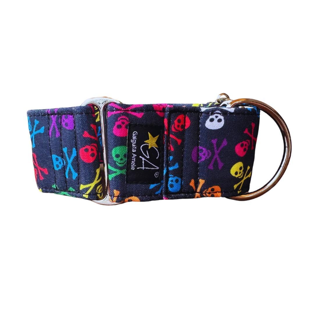 Galguita Amelie, 4 cm Breite Grösse S (20-29 cm), Hundehalsband mit Schädel 4cm Ancho Talla S (20-29