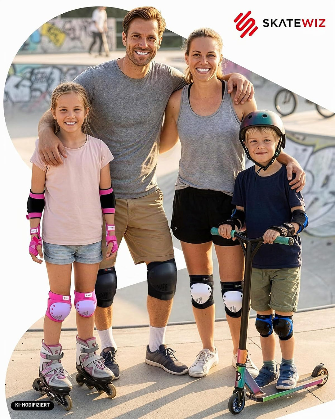 SKATEWIZ Skate Protektoren für Kinder &amp; Erwachsene in 6 Farben - Knieschützer Kinder Set [6pc] SMASH