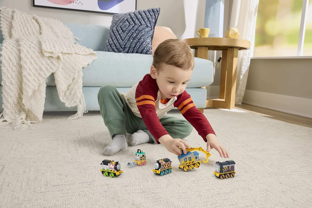 Thomas & seine Freunde Die-Cast-Fahrzeugset Bautrupp, 5 Spielzeug-Lokomotiven zum Schieben für Kinde