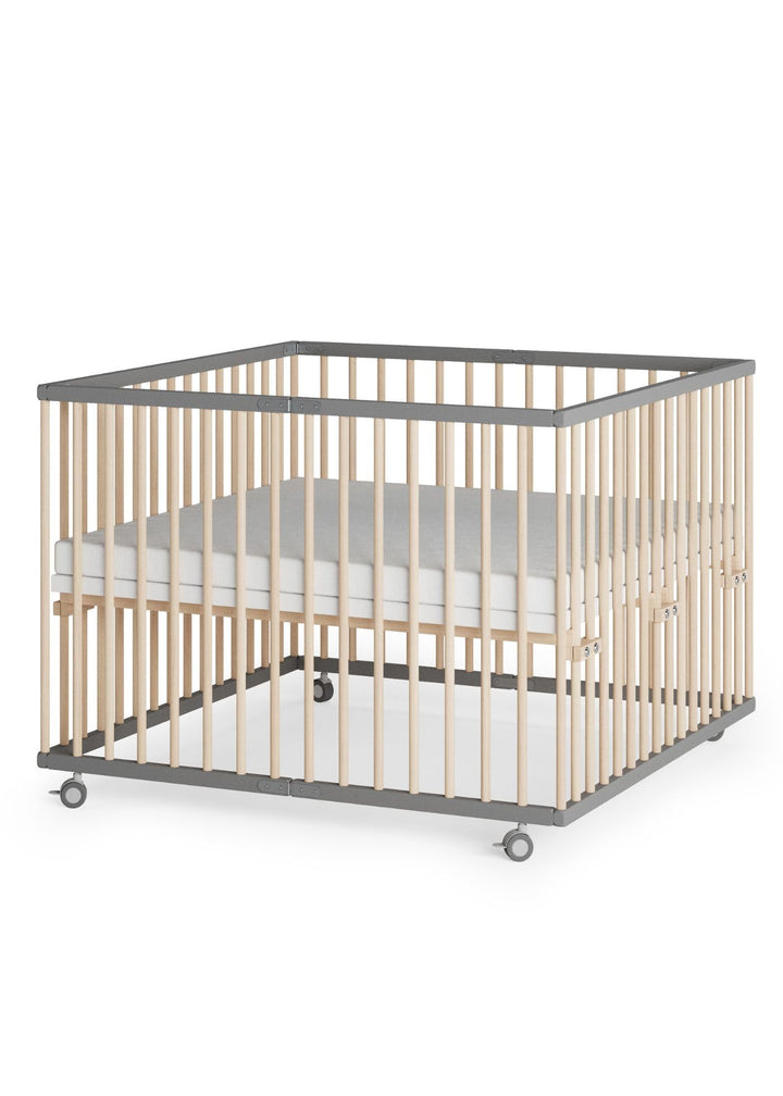 Sämann Laufstall faltbar Baby 100x100 cm mit Cloud Air Matratze | stufenlos höhenverstellbar | Laufg