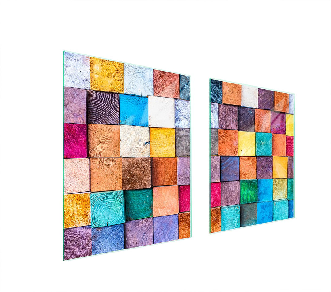 TMK ArtDeko Herdabdeckplatte 2 Teilig 40x52 + 45x52 cm - Spritzschutz Herdabdeckung – Herdschutz aus